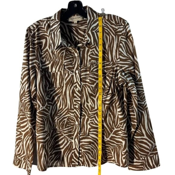 Jones New York Sport Brown & White Zebra Print Button-Up Long Sleeve Shirt - Picture 9 of 13